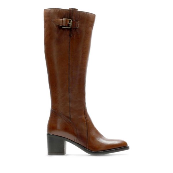 Clarks Womens Mascarpone Ela Knee High Boots Brown | CA-7612530